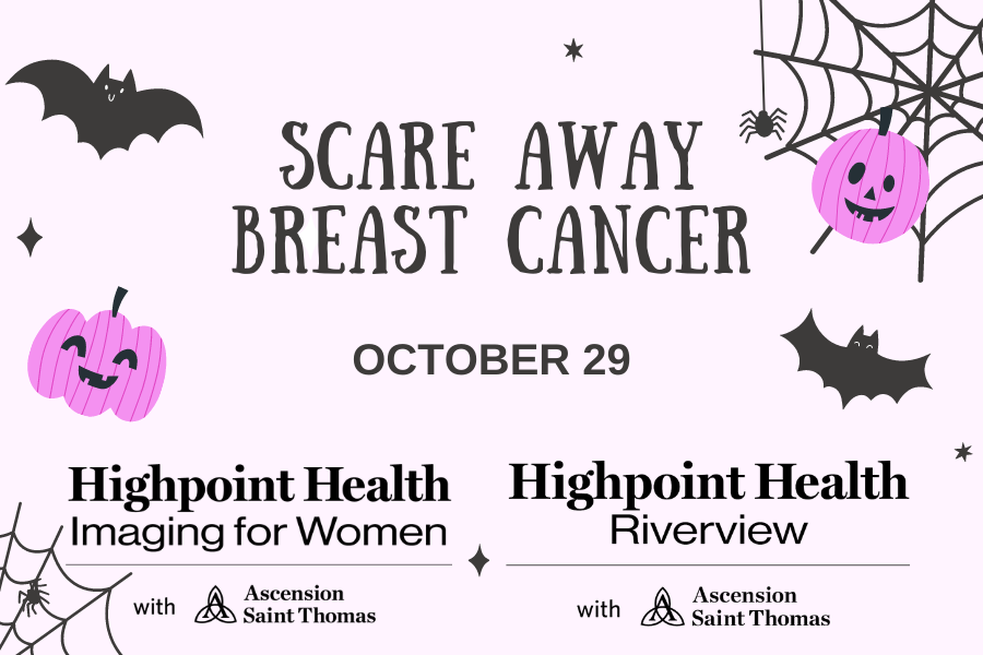 Scare Away Breast Cancer pink pumpkins, bats and spiders