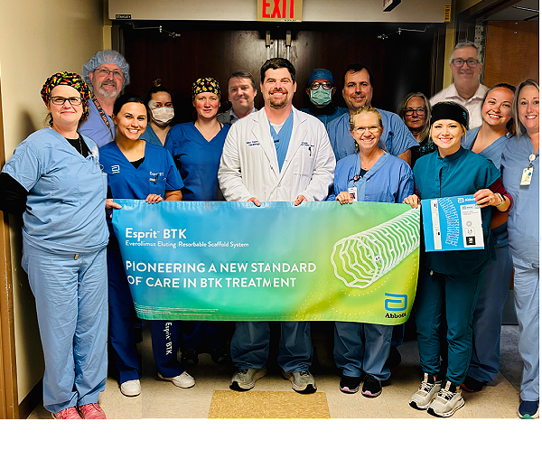 Dr. Gary Yawn and the cardiac cath team at Highpoint Health Sumner celebrate use of a pioneering new standard of care for chronic limb ischemia.